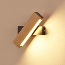 Goeco - Led-wandleuchte Innen, 360° Drehbare Led-wandleuchte Aus Massivholz, Moderne Wandleuchte Für Schlafzimmer, Schwarz, Warmweißes Licht 3000k