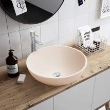 Lavabo sobre encimera redondo Boléa – Resina mineral – Acabado mate – 30/40 cm – 3 kg – Beige rosa