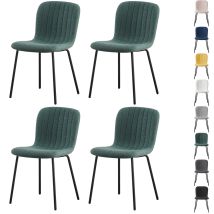 Mcc Direct Set Of 4 Soft Fabric Dining Chairs With Upholstered Seat And Metal Legs For Dining Room, Living Room And Kitchen Room - New Bella Green