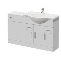 Alexander James Gloss White 1350mm 3 Door Vanity Unit Toilet Suite - 1350mm - Chrome 96mm Knurled Bar Handlewithout James Toilet Pan