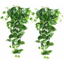 Eting - 2pcs Artificial Green Hanging Split Leaf Leaves, For Wedding Garden Wall Decor (2pcs)