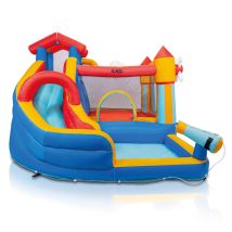 Kindi Dpz003 Parco Giochi Gonfiabile Con Scivolo Acquatico E Piscina 350x300x235 Cm Pvc, Ventilatore 450w, Per 3 Bambini, Multicolore