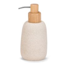 Seifenspender aus Sandstein und Esche – Ø8x17cm – 280ml – Beige – Andrea House