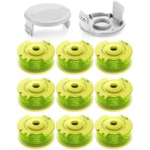 11 Bobines De Fil 2.0mm Pour Coupe-bordures Ryobi One+ 18v/24v/40v. Longueur 3.4m, Compatible Ac14rl3a. Inclut 9 Bobines, 2 Couvercles.