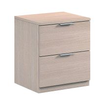 Loungitude – Mesita de noche 2 cajones roble – 45 cm alto x 38 cm ancho x 33,5 cm profundidad – Mueble práctico y económico
