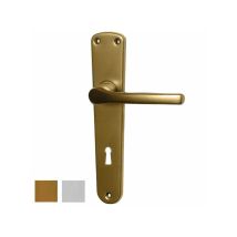 Manija Gabry – Aluminio bronceado/plata – Cerradura patentada 42x205mm – Apta para puertas de madera internas