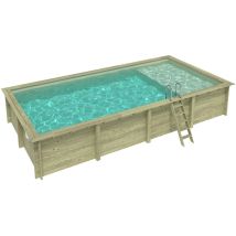 Piscina In Legno Aqua 8.5 X 4.35 – H.1.45 M Con Spiaggia, Sabbia, Con Supporti Da Cementare - Bas7309ospi3+pla309