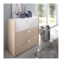 Befara – Cassettiera Limo per ragazzi – Melamina di alta qualità – 80x42x81 cm – Colore naturale/bianco