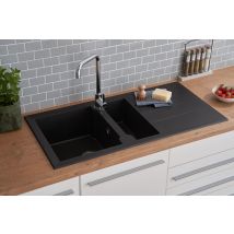 Küchenspüle Einbauspüle Spüle Granit Mineralite 100 X 50 Schwarz Respekta Alineo