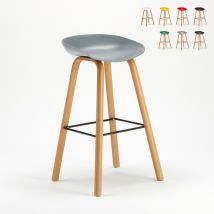 Sgabello Alto Per Bar E Cucina Effetto Legno Towerwood - Grigio