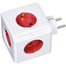 Allocacoc - Powercube Original - Regleta De 5 Tomas De Corriente, Color Rojo