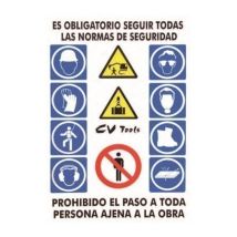 Cartel de Señalización Combinado PVC 100 x 70 cm – Cumplimiento Normas de Seguridad – Uso Interior y Exterior