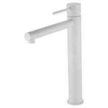 Imex Grifo Monomando Para Lavabo Alto En Latón Y Zama Blanco Opaco Con Cartucho Cerámico 25 Mm Y Tubos Flexibles Incluido Modelo Milos Stick