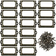 Set Mit 30 Etikettenhaltern Aus Bronzefarbenem Metall – Abmessungen 70 X 33 Mm – Schrauben Zur Montage An Möbeln Und Schubladen Inklusive