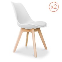 Privatefloor - Set Of 2 Denisse Scandinavian Design Chair With Cushion - Matt White