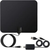 Antenna Tv Da Interno Digitale Hdtv 4k 1080p Hd Vhf Uhf Con Amplificatore Di Segnale Per Canali Locali, Compatibile Con Tutti I Televisori - Cavo 