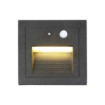 Mereteet - Foco De Pared Led Empotrable De 3 W, Luz De Escalera, Sensor De Movimiento, Luz De Suelo Empotrada Para Escalera, 2800 K, Blanco Cálido.