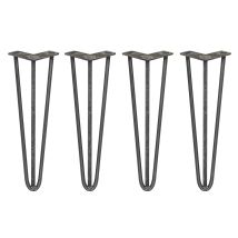 4 X 16' Hairpin Legs - 3 Prong - 12mm - Raw Steel