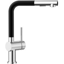 Cecipa Max Küchenarmatur Wasserhahn Küche Ausziehbar Mit 2 Strahlarten 360° Drehbar Hochdruck Spültischarmatur Mit Brause, Schwarz + Chrom