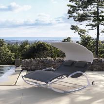 Leco Rollbare Doppel-schaukelliege Mit Sonnendach "edda", Anthrazit-grau, 206 X 146 X 165 Cm (l X B X H)