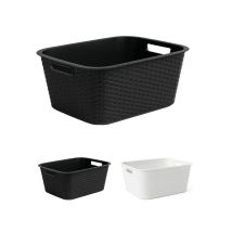 Cesta Para La Colada 25 X 53 X 36 Cm - Cesto Ropa Sucia – Cesta Rectangular Con Asas Diseño Mimbre Negra - Jardin202
