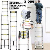 DAYPLUS Teleskopleiter 3,2 m – 11 Stufen – Aluminium – max. Belastung 150 kg – rutschfeste Gummimanschette – EN131 zertifiziert
