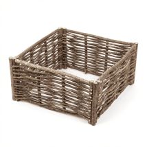 Fioriera In Legno Di Nocciolo Intrecciato – Rustica E Naturale - 75 X 30 X 30 Cm