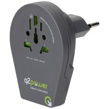 Q2Power Reiseadapter Schweiz Italien Brasilien – Steckertyp CH, IT, BRA – 250V, 10A – Für Reisen in über 15 Länder