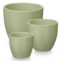 Ibergarden Übertöpfe Set – 3 Keramiktöpfe Ø 14, 17, 22 cm – Mint und Rosa – Robuste, bruchsichere Töpfe für Innen und Außen