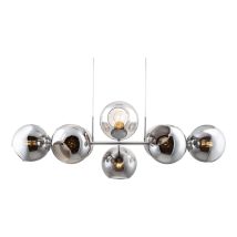 Lampe À Suspension Lampe À Suspension Verre 8 Flammes Lampe À Suspension Réglable Boule De Verre Lampe De Table À Manger, Métal Couleur Fumée, 8x 