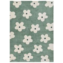 Tappeto In Cotone 160 X 230 Cm Per Bambini Con Motivo Decorativo A Fiori Verde Mokhva