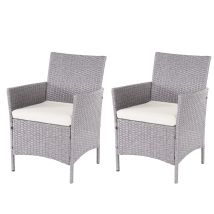 Set 2x Poltrone Esterno Giardino Halden 60x59x83cm Polyrattan Grigio Con Cuscino Avorio