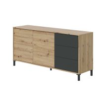 Highboard Concord, Modernes Sideboard Mit 2 Türen Und 3 Schubladen, Buffet Im Wohnzimmer, Fernsehschrank, Sideboard Für Wohnzimmer, Cm 154x41h74, 