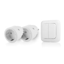 Smartwares Sh4-99575 Set Interruttore Presa Per Interni Con Doppio Interruttore Luce - Plug&connect, 2 Prese Intelligenti, Doppia Luce Wi-fi, 
