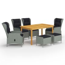 Juego De Comedor De Jardín Muebles De Exterior 7 Piezas Gris Claro