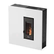 Stufa A Pellet Slim Ermetica Freepoint "res 7 T2" Bianco 6,9 Kw Con Wi-fi