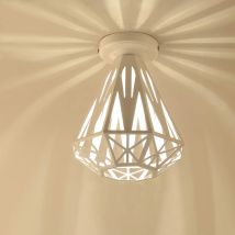 Lampadario Industriale Vintage Da Soffitto, 20 Cm, Con Gabbia In Ferro Bianco, Paralume E27, Lampada Da Soffitto, Illuminazione Decorativa, Lampada A 