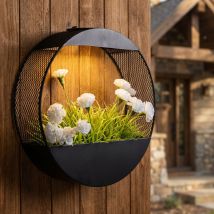 Applique Murale Solaire Vase À Plantes Lampe D'Extérieur Led Couleurs Unies Métal D 25 Cm
