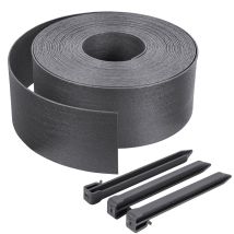 Vounot Borde De Jardín Pe, Césped Borde Flexible 10m Altura 13cm Con 6 Estacas, Gris