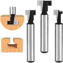 Fresa Per Scanalatura A T Da 8 Mm, Frese A T, 3 Pezzi (7,93/9,52/12,7 Mm) Con Gambo E Lama Per Frese Per Lavorazione Del Legno Per Utensili Elettrici 