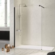 Parete Doccia Fissa Fresh Con Profilo Nero Opaco 120 Cm