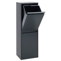Basic Recycling Abfalleimer / Mülleimer Aus Stahl, Mülltrennsystem Mit 2 Entnehmbaren Inneneimern Aus Kunststoff Mit Griff 2 X 17l (34 L) Anthrazit/