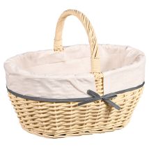 Geflochtener Picknickkorb Mit Stoffbezug, 45 X 34 Cm