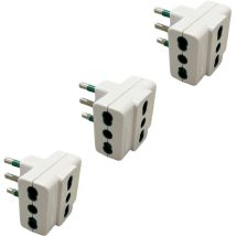 Set 3 Adattatori 3 Prese 10/16a Con Spina 16a Colore Bianco Standard Italiano - Gloca