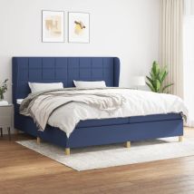 Jinlefu - Cama Box Spring Con Colchón Tela Azul 200x200 Cm Vidaxl