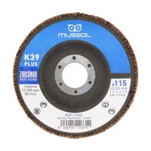 Mussol - Disco Laminas Pepino K-39 115-80 , Disco De Láminas Pepino K39 115 Mm Disco De Láminas Con Tela De Zirconio Y Soporte De Fibra Gran 