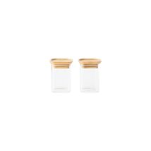 Set 2 Barattoli Quadrati Per Conservazione 0,24 L - Bambù - Pebbly