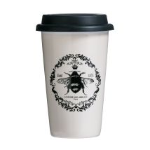 Premier Tazza Da Viaggio Queen Bee, Porcellana/silicone, Nero, 9 Cm