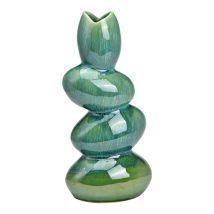 Vase En Porcelaine Sculptural Vert 13x28x9cm