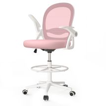 Naspaluro - Office Chair Ergonomic, Swivel Painting Chair, Desk Chairs With Footrest Ring, Height Adjustable Computer Chair, Swivel Mesh Chair With 90